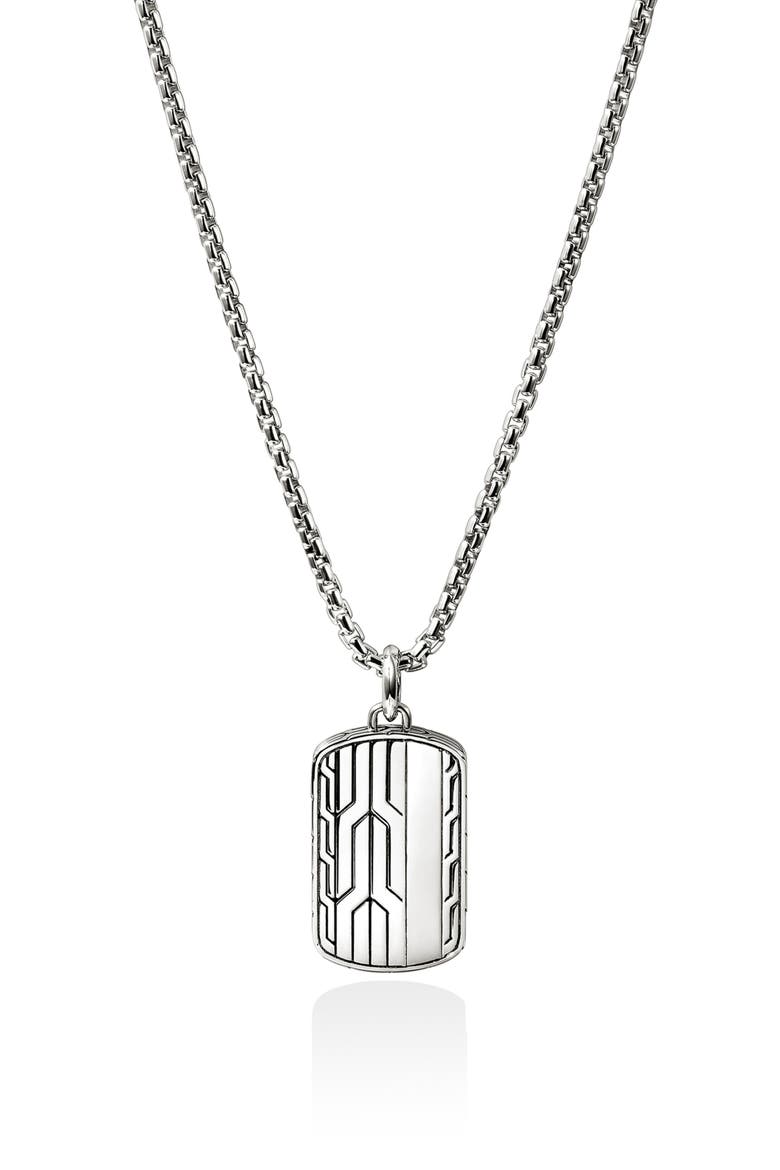 Icon 50 Tag Pendant Necklace, Main, color, SILVER