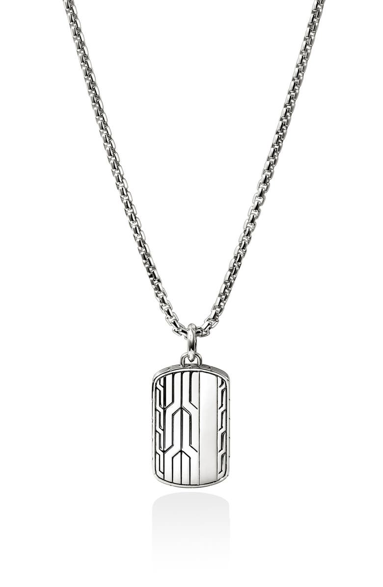John Hardy Icon 50 Tag Pendant Necklace, Main, color, Silver