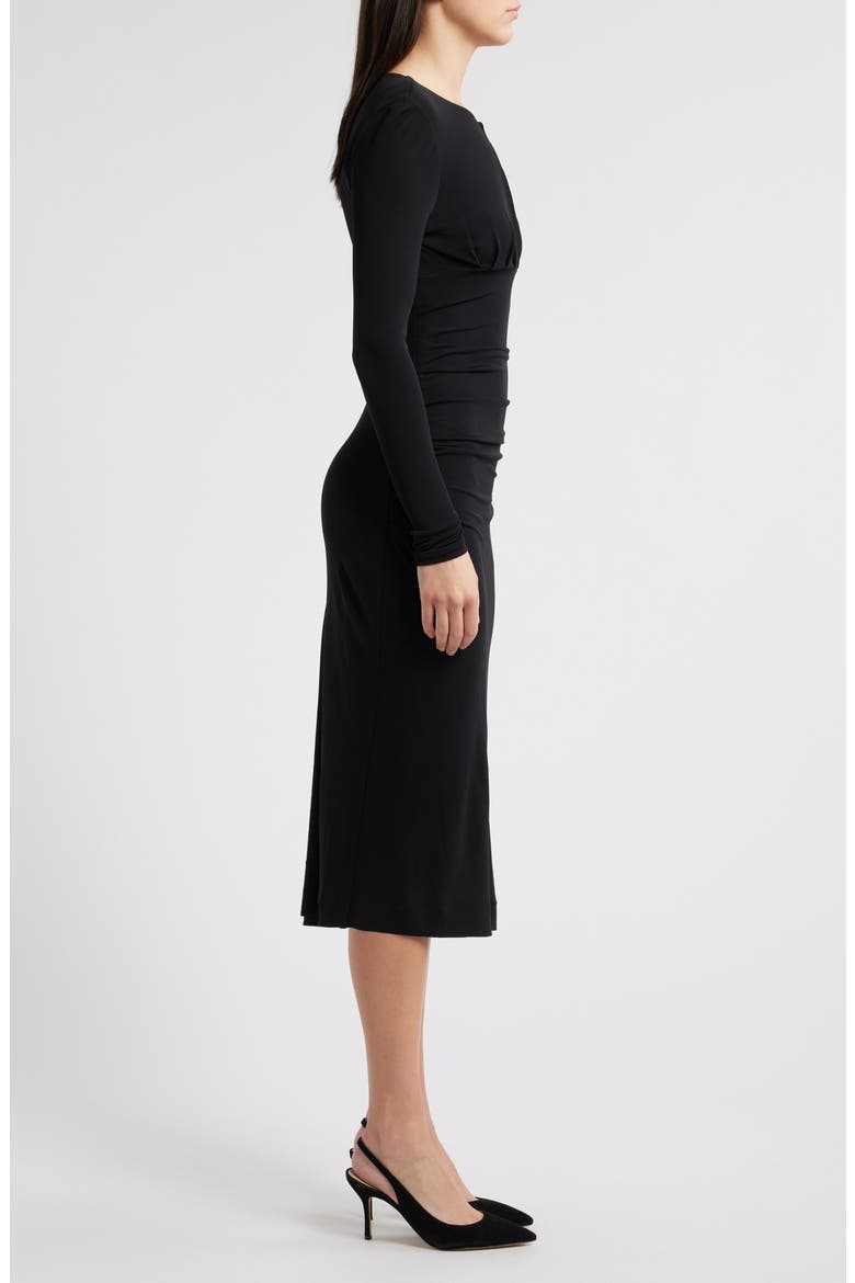 Eden Long Sleeve Body-Con Midi Dress, Alternate, color, BLACK