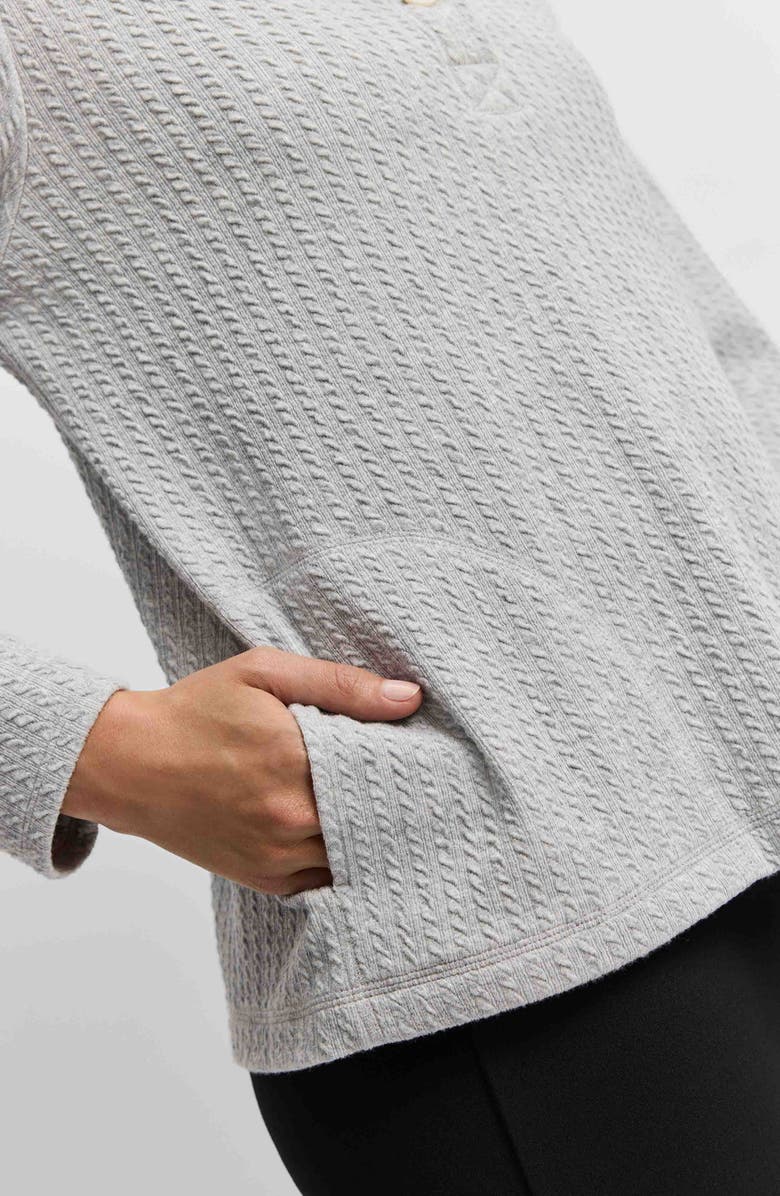 Foxcroft Sammy Cotton Blend Polo Top, Alternate, color, Charcoal Heather