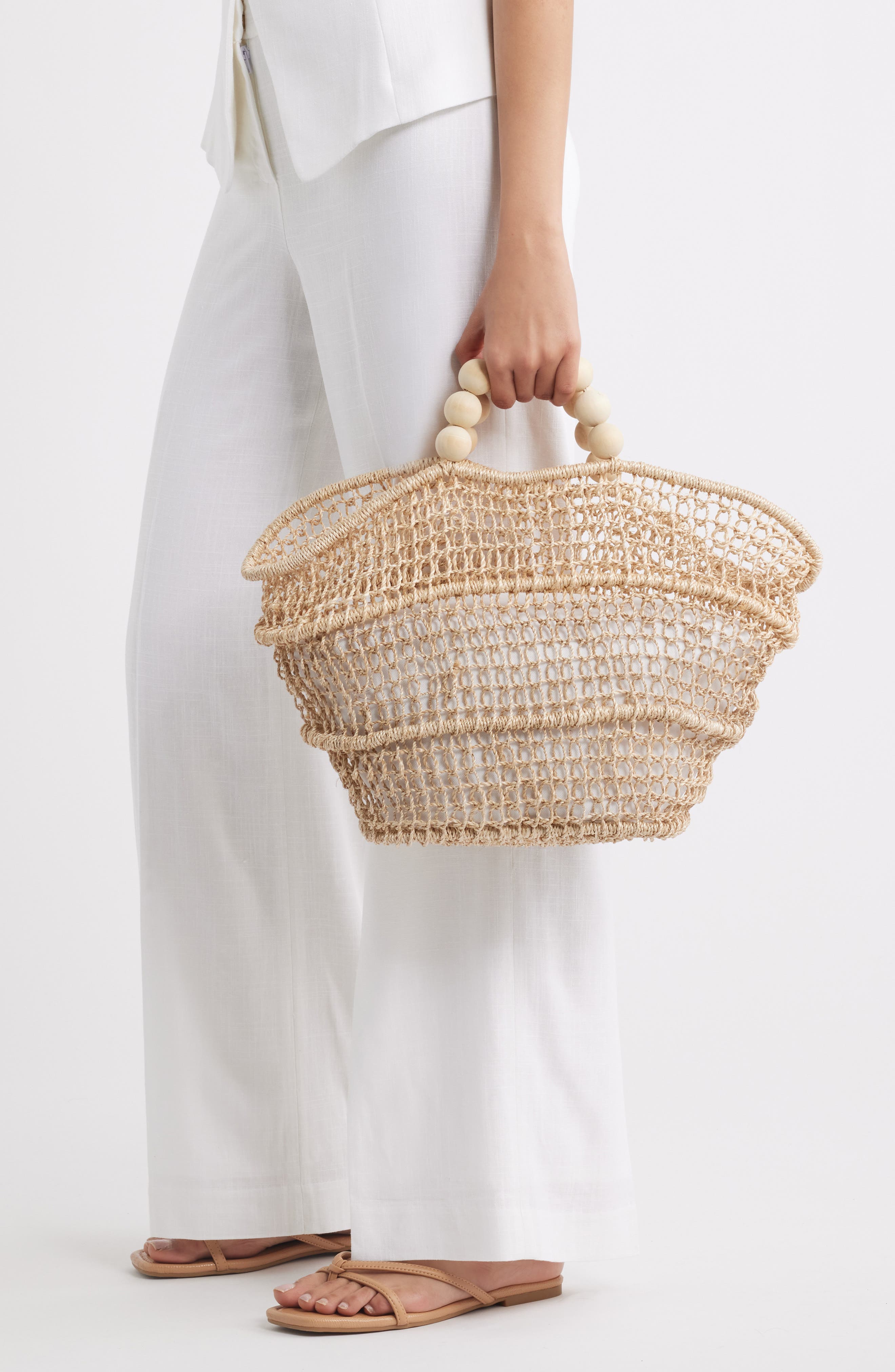 POOLSIDE The Comporta Straw Tote, Alternate, color, Sand
