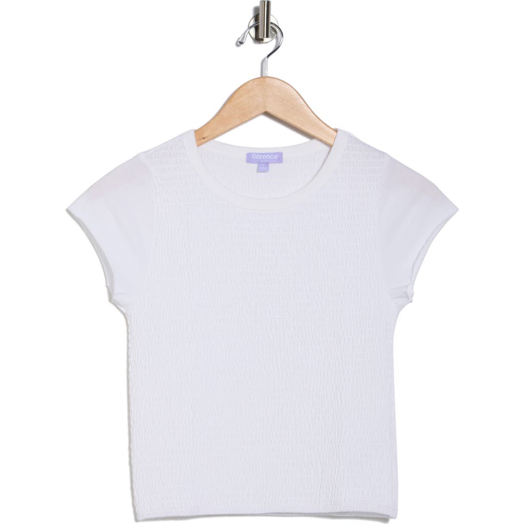 Florence By Mills Smocked Short Sleeve T-shirt In White