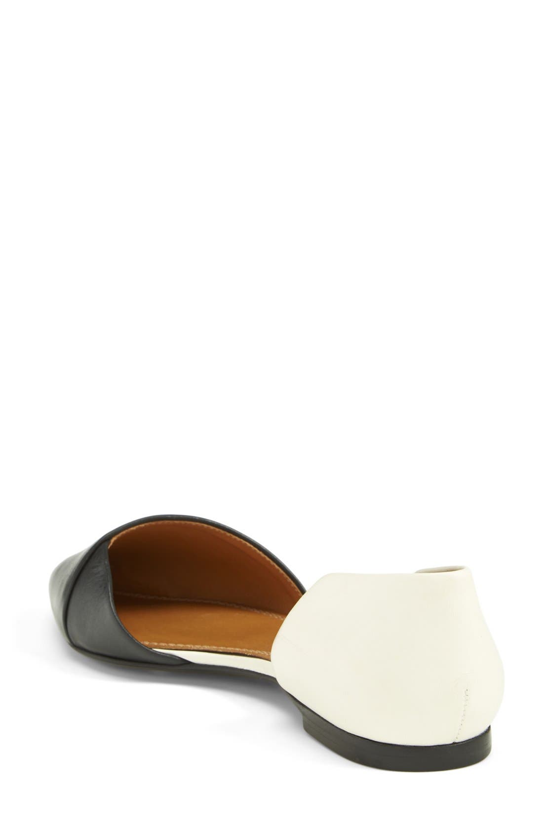 Leather Flat, Alternate, color, BLACK/ IVORY