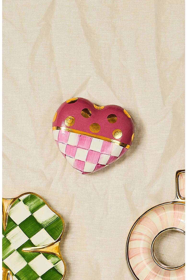 Pink Dotty Ceramic Heart, Alternate, color, ROSY
