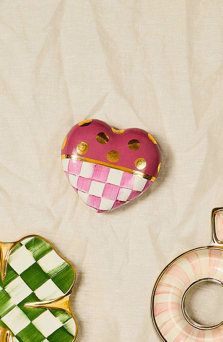 MACKENZIE CHILDS Pink Dotty Ceramic Heart, Alternate, color, Rosy