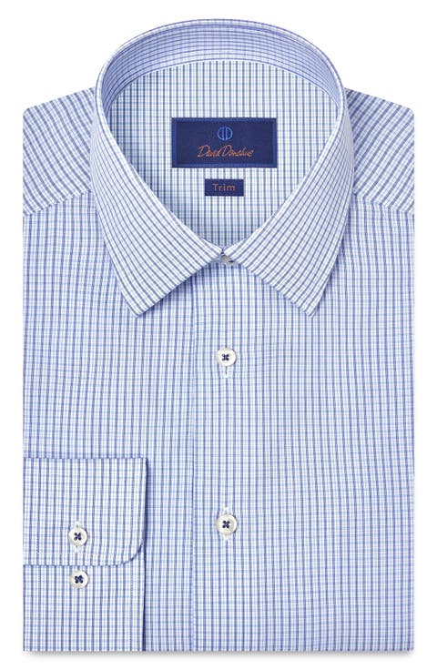 Trim Fit Microcheck Cotton Poplin Dress Shirt