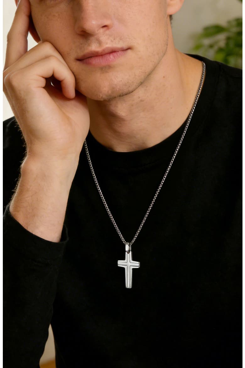 Men's Cross Pendant Necklace, Alternate, color, SILVER