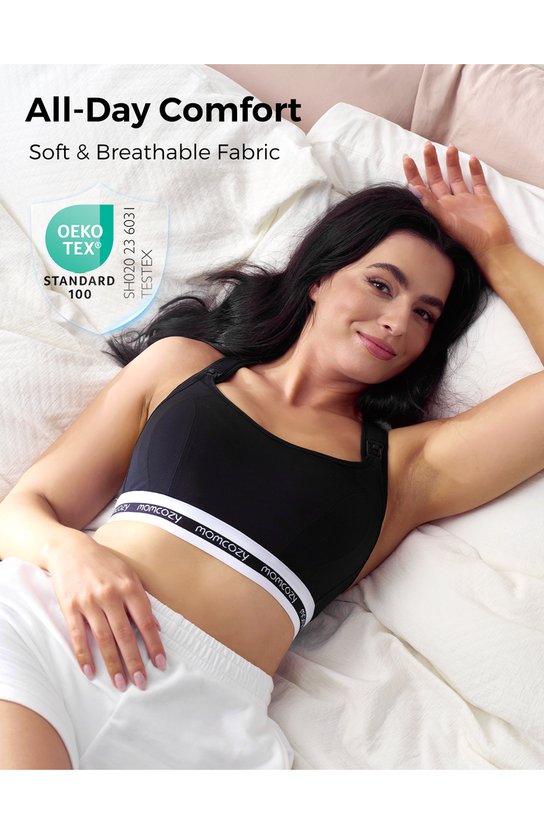 Momcozy Low Impact Nursing Sports Bra, Alternate, color, Black