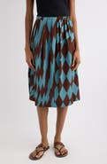 Dries Van Noten Saronga Geometric Print Silk Skirt