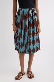 Dries Van Noten Saronga Geometric Print Silk Skirt