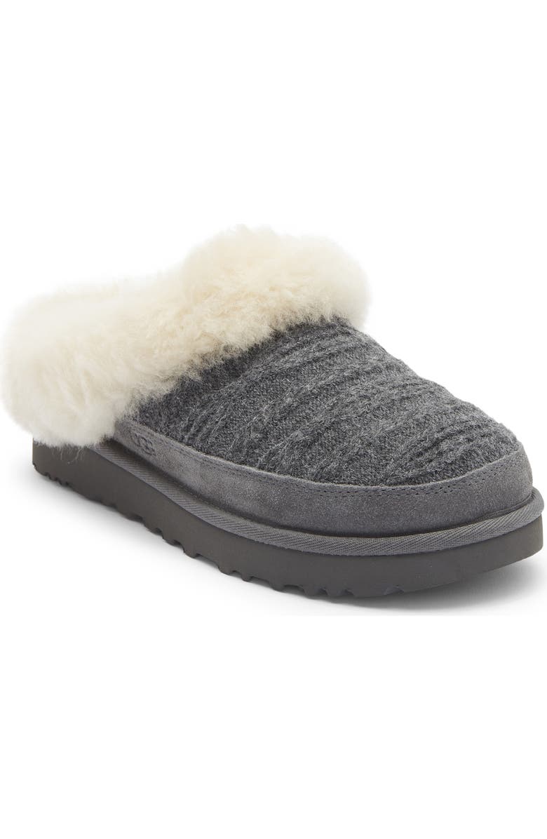 UGG<sup>®</sup> Cluggette Genuine Shearling Lined Indoor/Outdoor Slipper, Main, color, Moon Gray