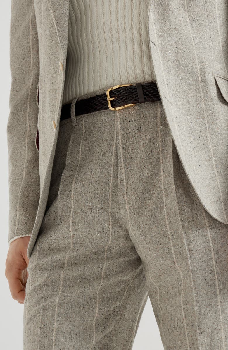 Brunello Cucinelli Leisure fit trousers with pleats, Alternate, color, Salt