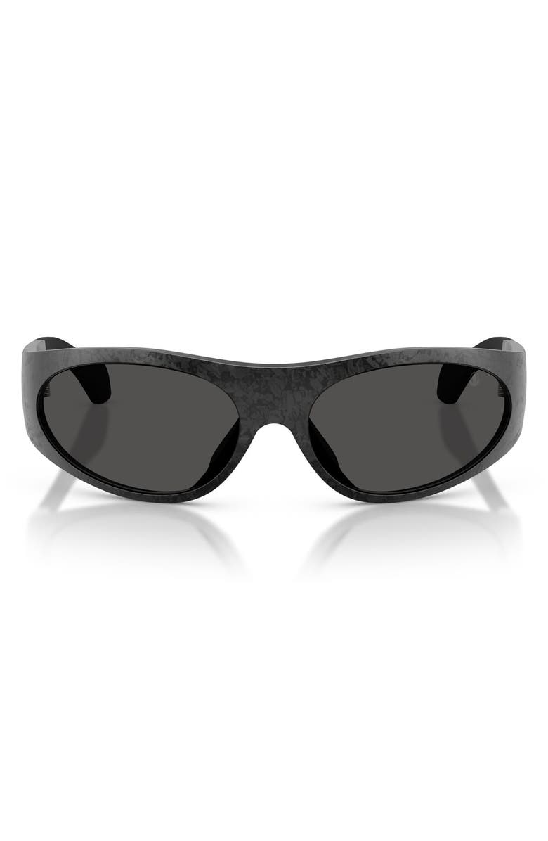 Moncler Inara 64mm Oversize Oval Sunglasses, Main, color, Black Carbo / Dark Grey Solid