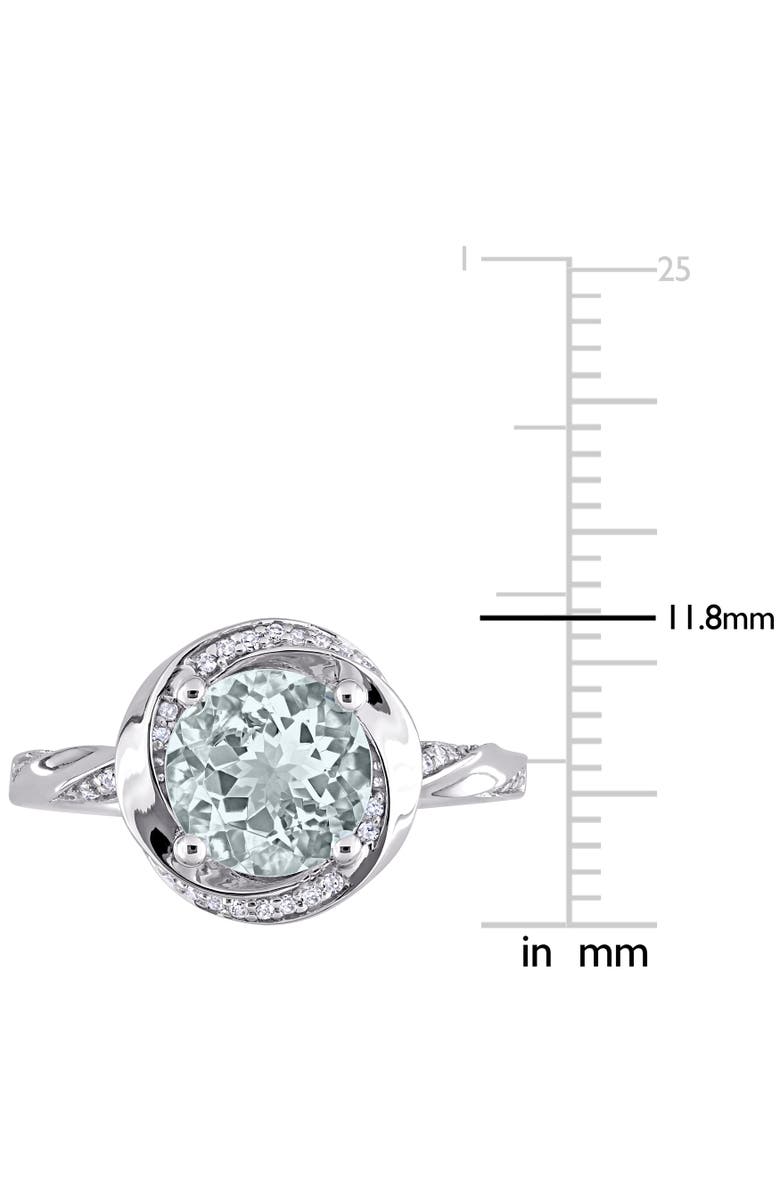 Julianna B. Aquamarine & Diamond Swirl Halo Ring 10k, Alternate, color, Aquamarine
