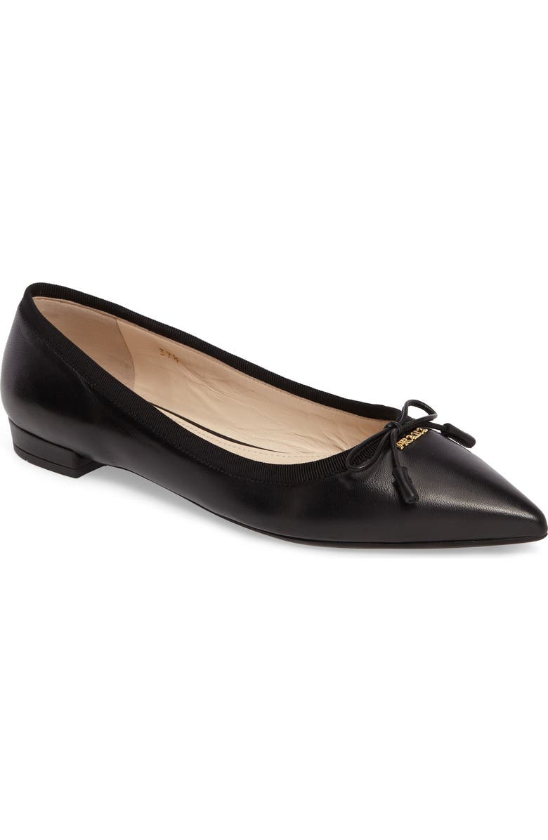 Prada Pointy Toe Flat, Main, color,