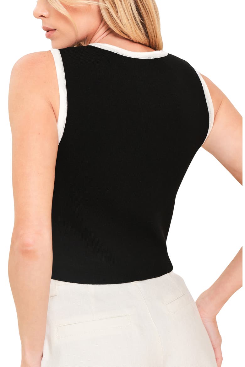 Colorblock Sleeveless Crop Cardigan, Alternate, color, BLACK