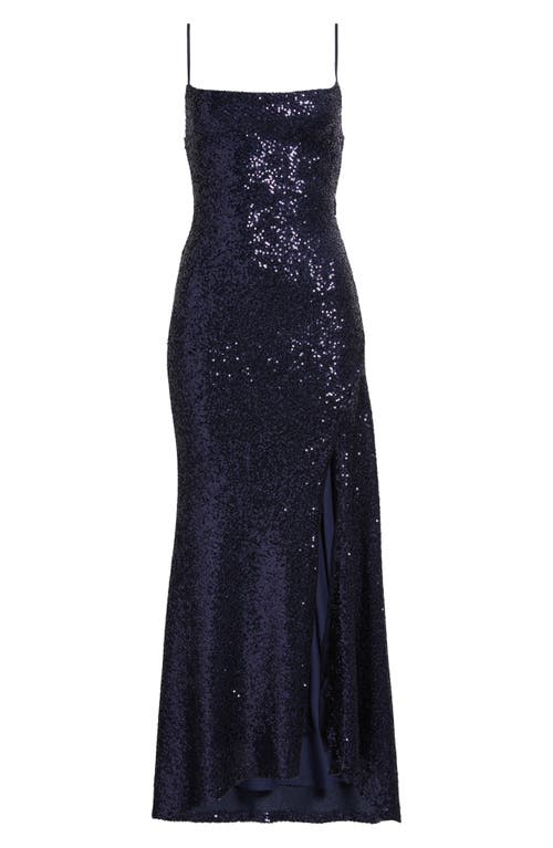 Bp. Tie Back Sequin Gown In Navy Iris