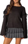 EDIKTED Amelia Lace Up Sleeve Sweater