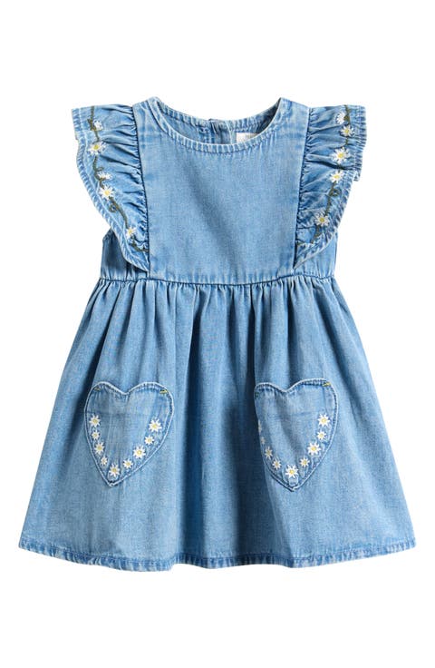 Kids' Daisy Embroidered Denim Dress (Baby & Toddler)