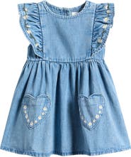 NEXT Kids' Daisy Embroidered Denim Dress