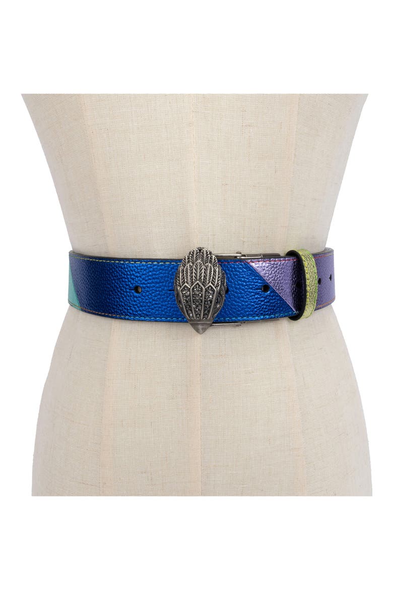 Reversible Leather Belt, Alternate, color, PASTEL RAINBOW/ANTIQUE SILVER