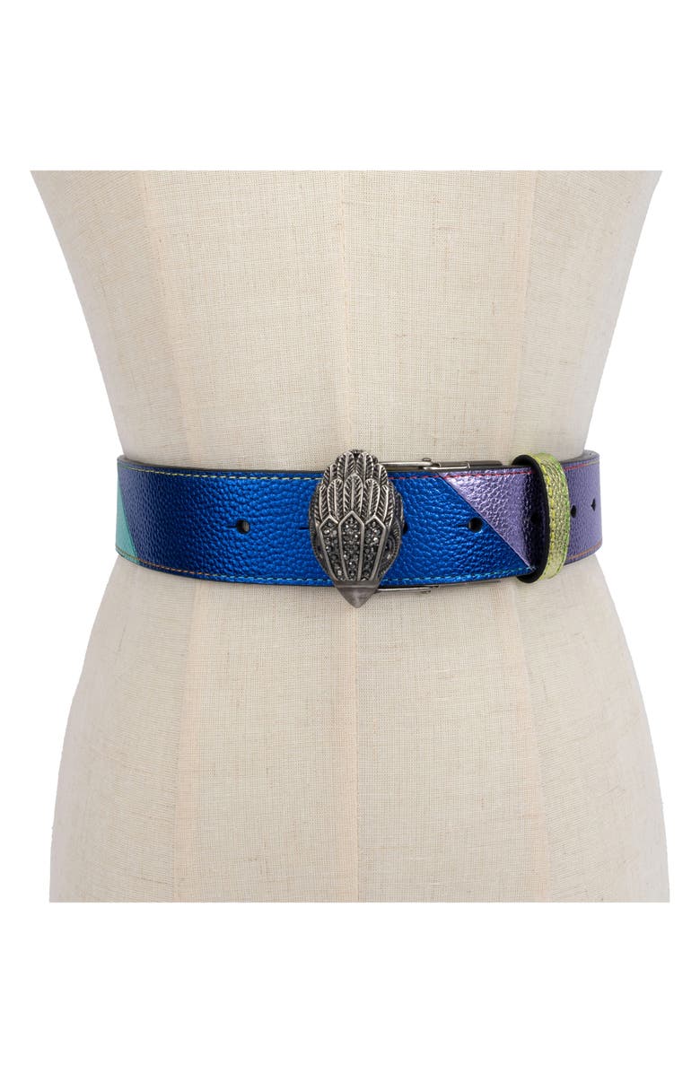 Kurt Geiger London Reversible Leather Belt, Alternate, color, Pastel Rainbow/Antique Silver