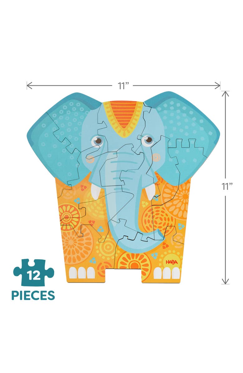 HABA Wooden Puzzle Elephant - 2 in 1 Reversible Puzzle, Alternate, color, Multi