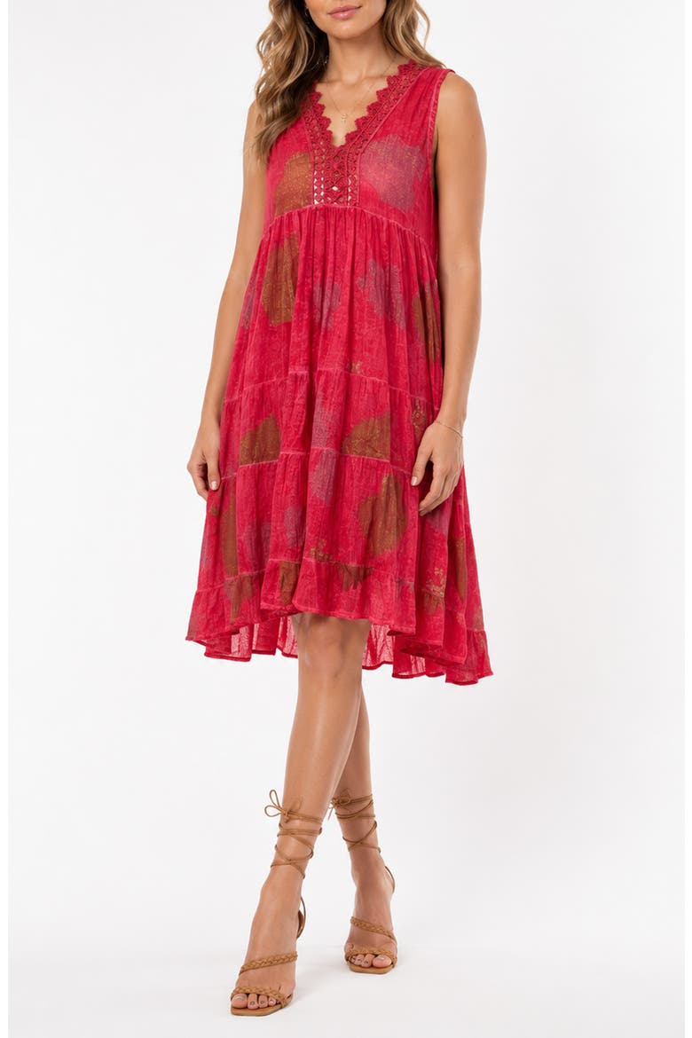 Tiered Lace Trim Cover-Up, Alternate, color, CORAL