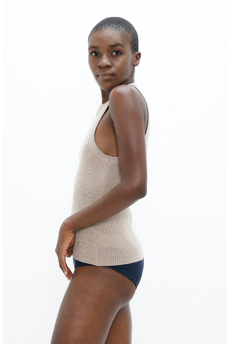 Sao Paulo Racer Knitted Top, Alternate, color, Sand