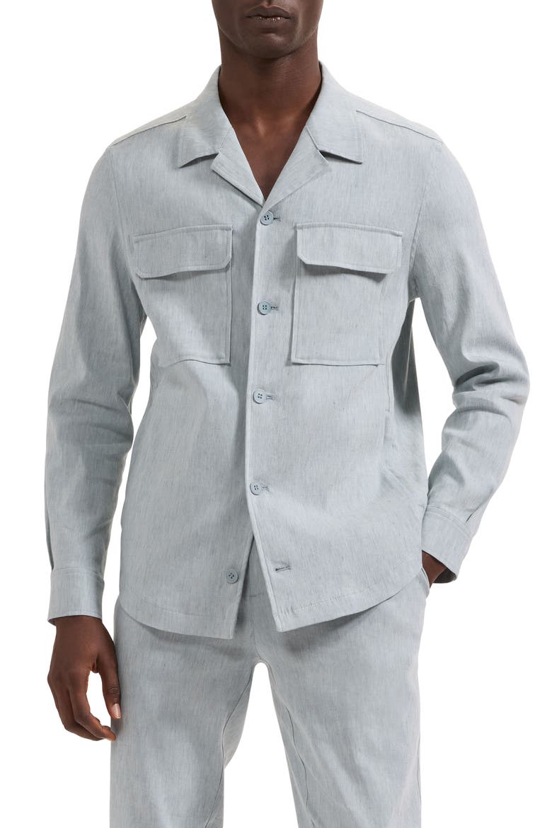 Aerolinen Linen Blend Shirt Jacket, Main, color, SHARK