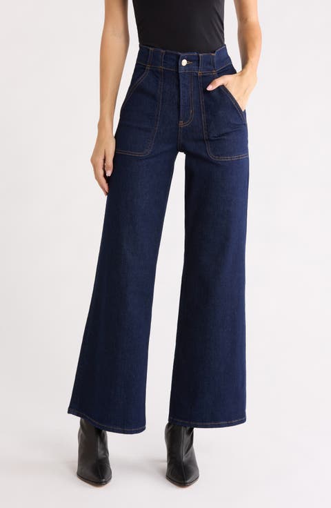 Modern Pocket High Waist Wide Leg Jeans