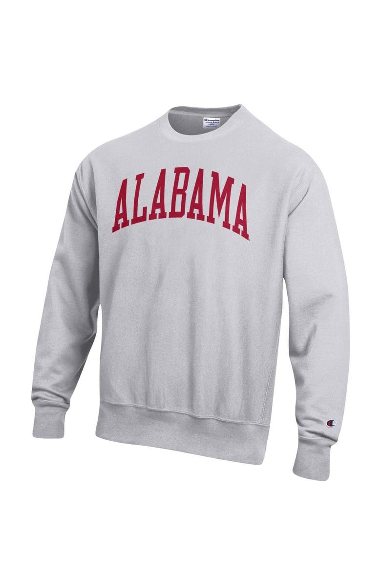 Champion Men's Champion Heathered Gray Alabama Crimson Tide Arch Reverse Weave Pullover Sweatshirt, Alternate, color, Heather Gray