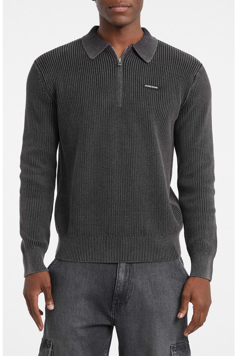Organic Cotton Half Zip Sweater, Main, color, BLACK