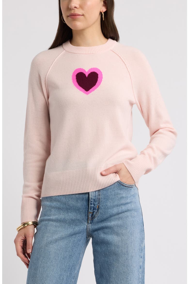 Wool & Cashmere Heart Intarsia Sweater, Main, color, PINK LAYERED HEART