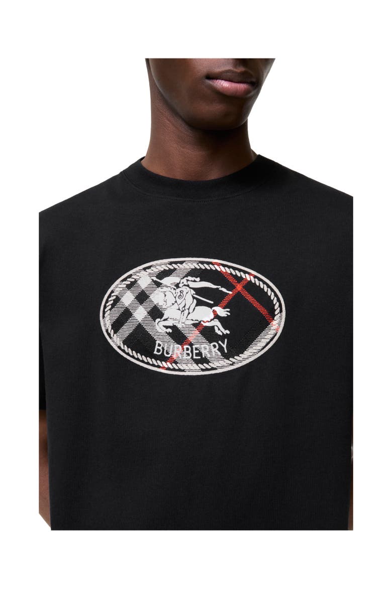 Check Knight Stamp Cotton T-shirt, Alternate, color, Black