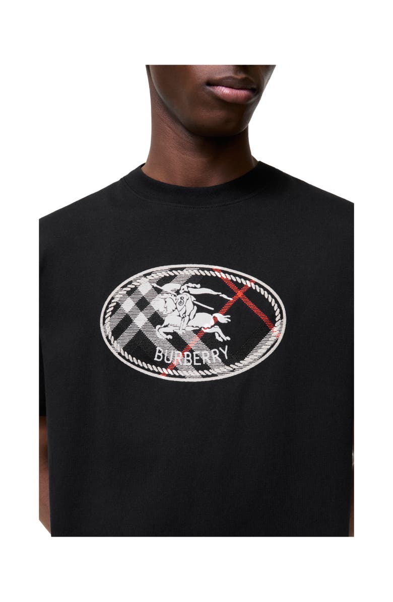 Burberry Check Knight Stamp Cotton T-shirt, Alternate, color, Black