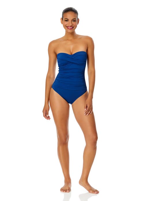ANNE COLE TWIST FRONT SHIRRED ONE PIECE SWIMSUIT
