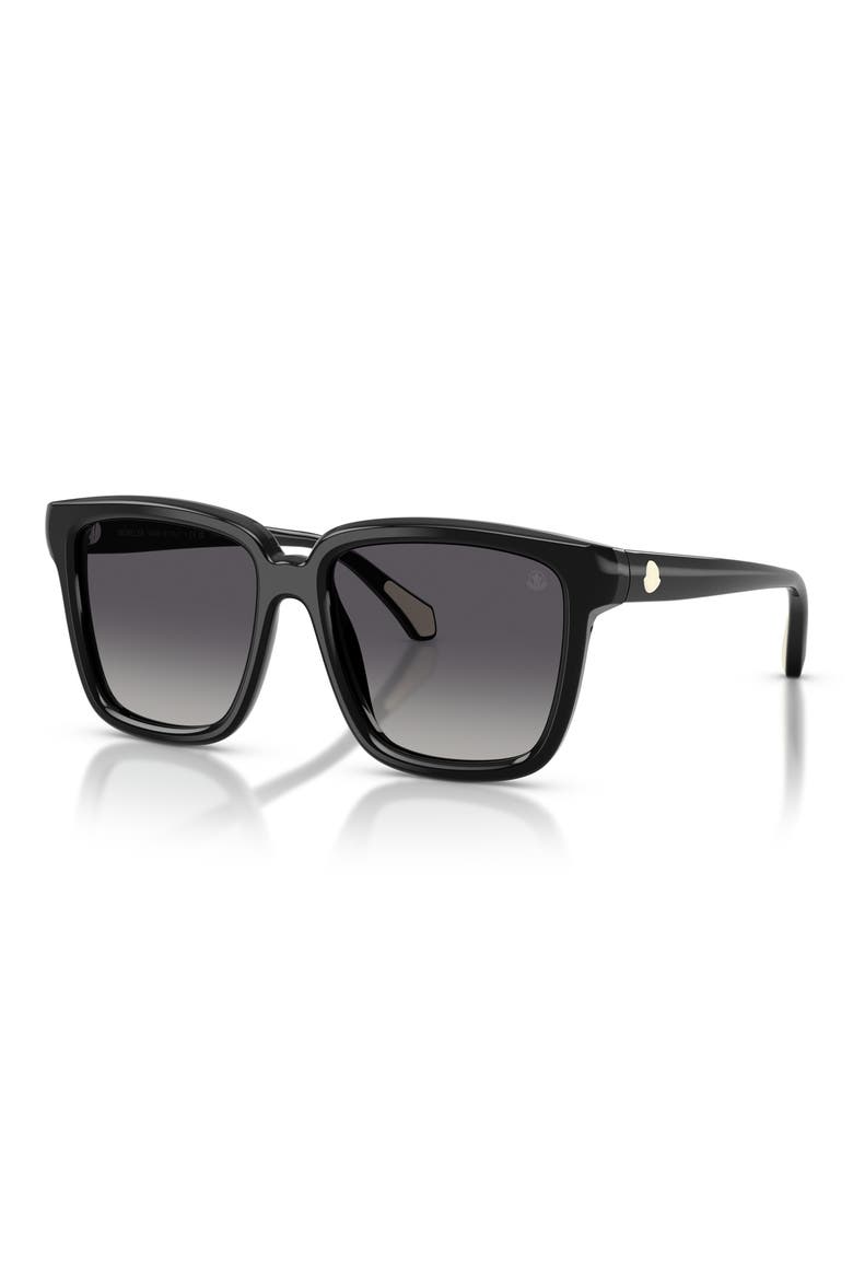 Clasico 54mm Polarized Gradient Pillow Sunglasses, Alternate, color, SHINY BLACK / GREY GRADIENT