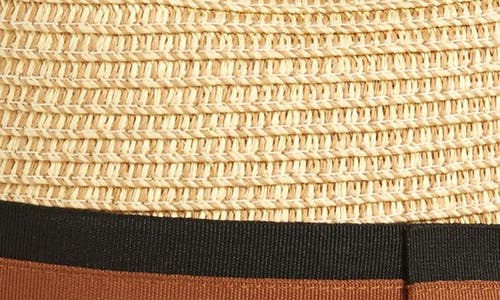Nordstrom Classic Stripe Ribbon Fedora In Tan Natural Combo