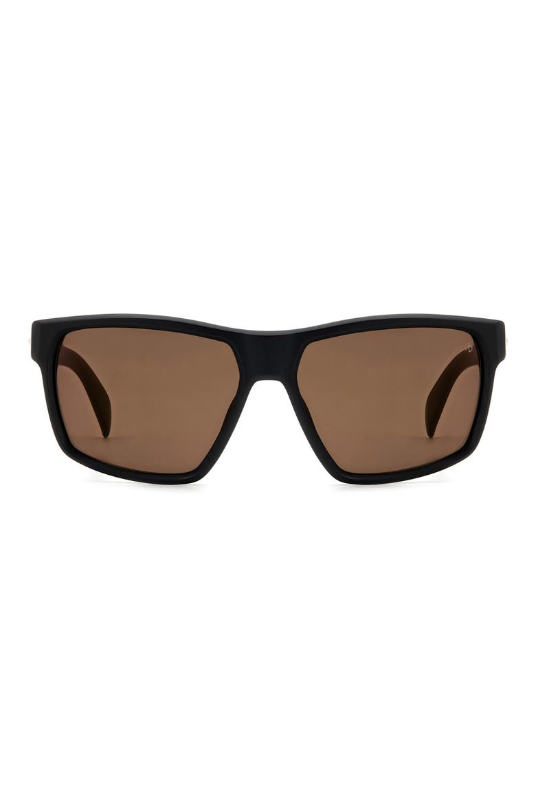 58mm Rectangular Sunglasses, Main, color, MATTE BLACK