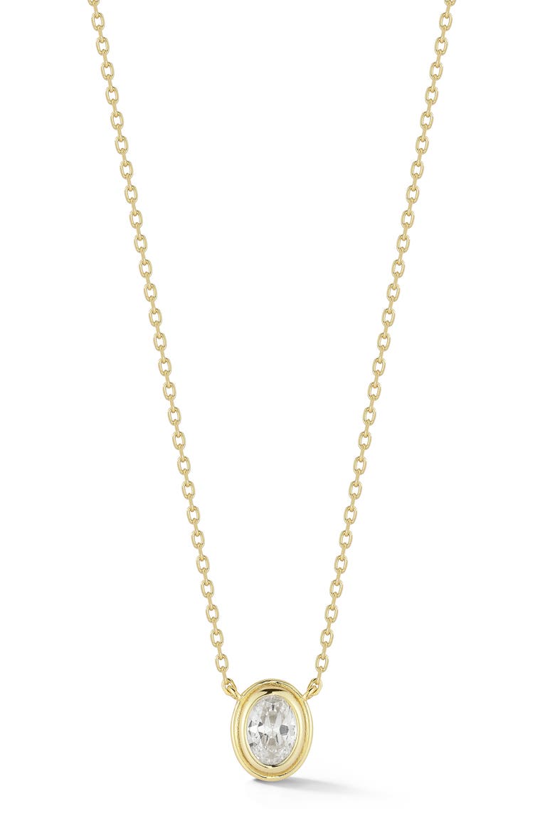 Oval Cut Cubic Zirconia Pendant Necklace, Main, color, GOLD