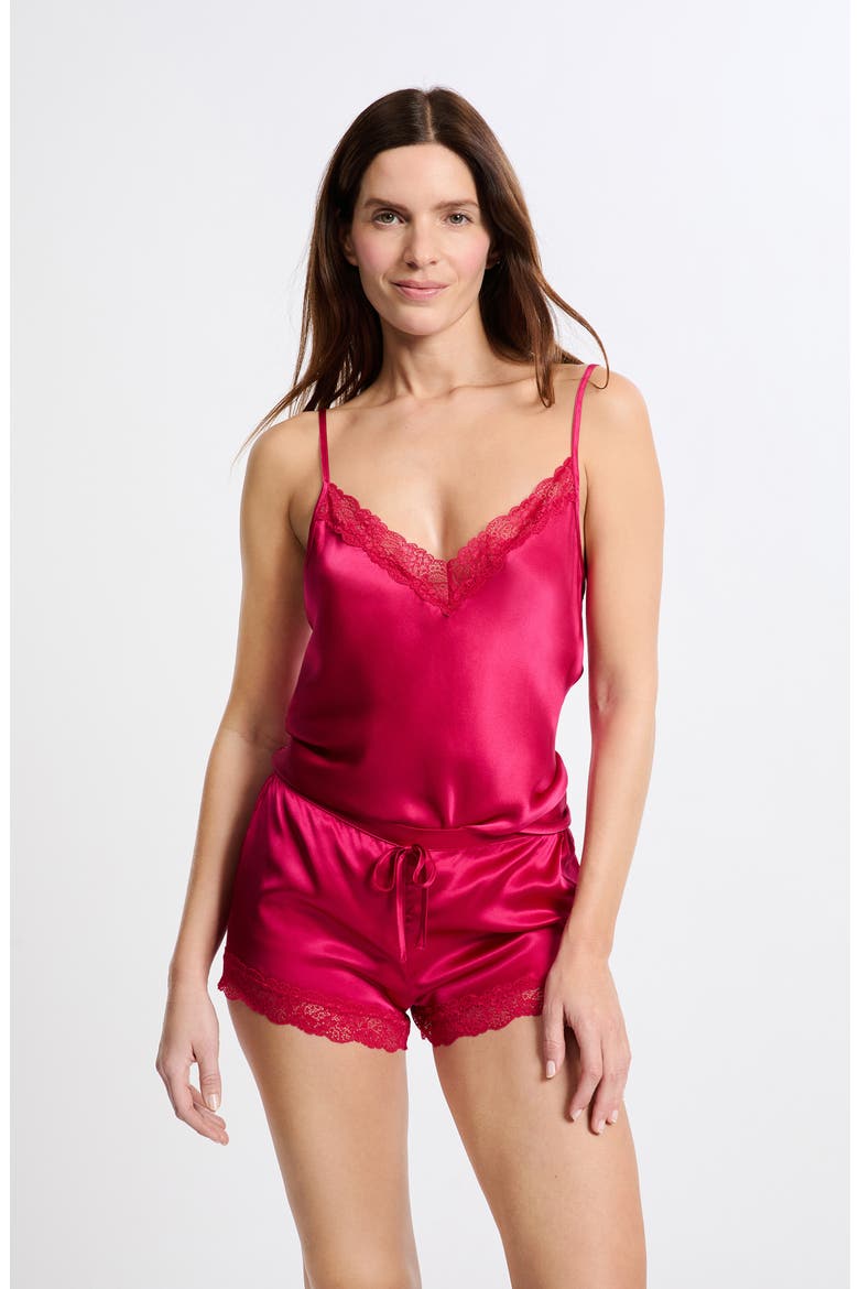 Milky Silk Pajama Shorts, Alternate, color, PETUNIA