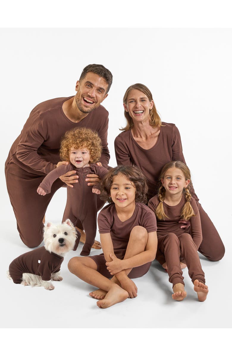 Leveret Kids Two-Piece Solid Cotton Matching Family Pajamas, Alternate, color, Brown