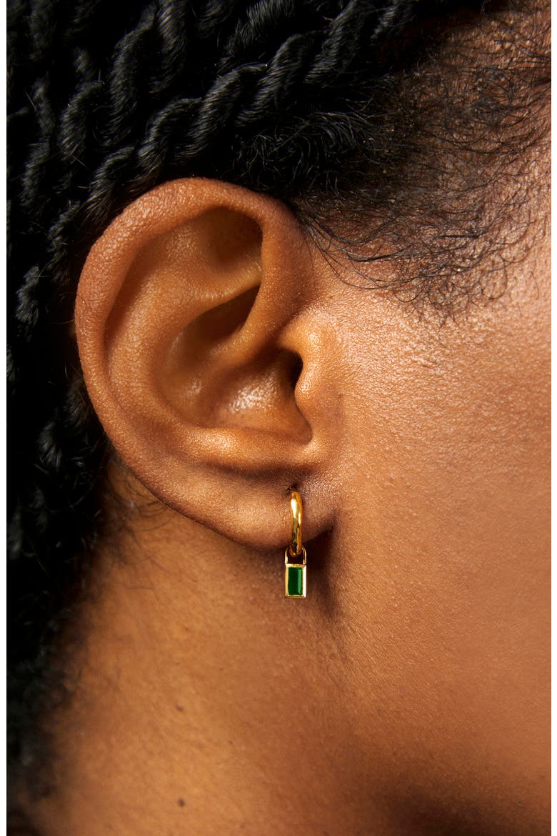 Baguette Earring Charm, Alternate, color, YELLOW GOLD/ ONYX