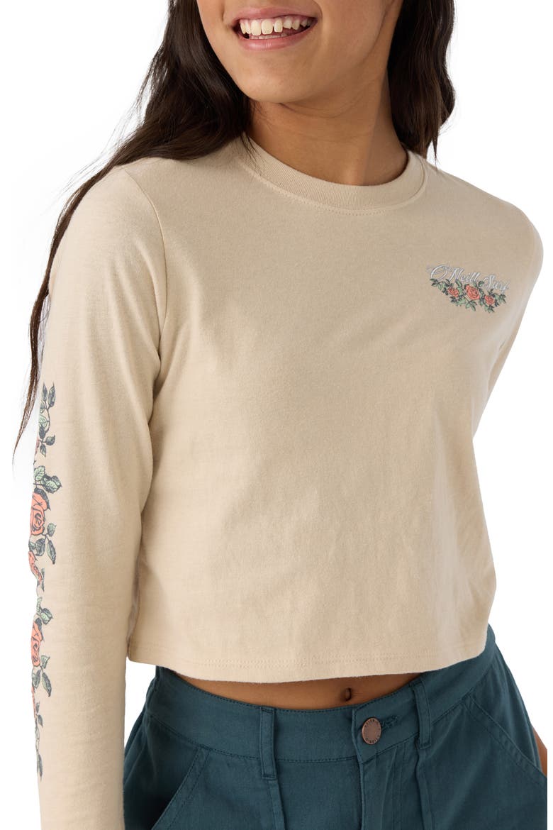 Kids' Rose Vine Cotton Graphic Crop T-Shirt, Alternate, color, CEMENT