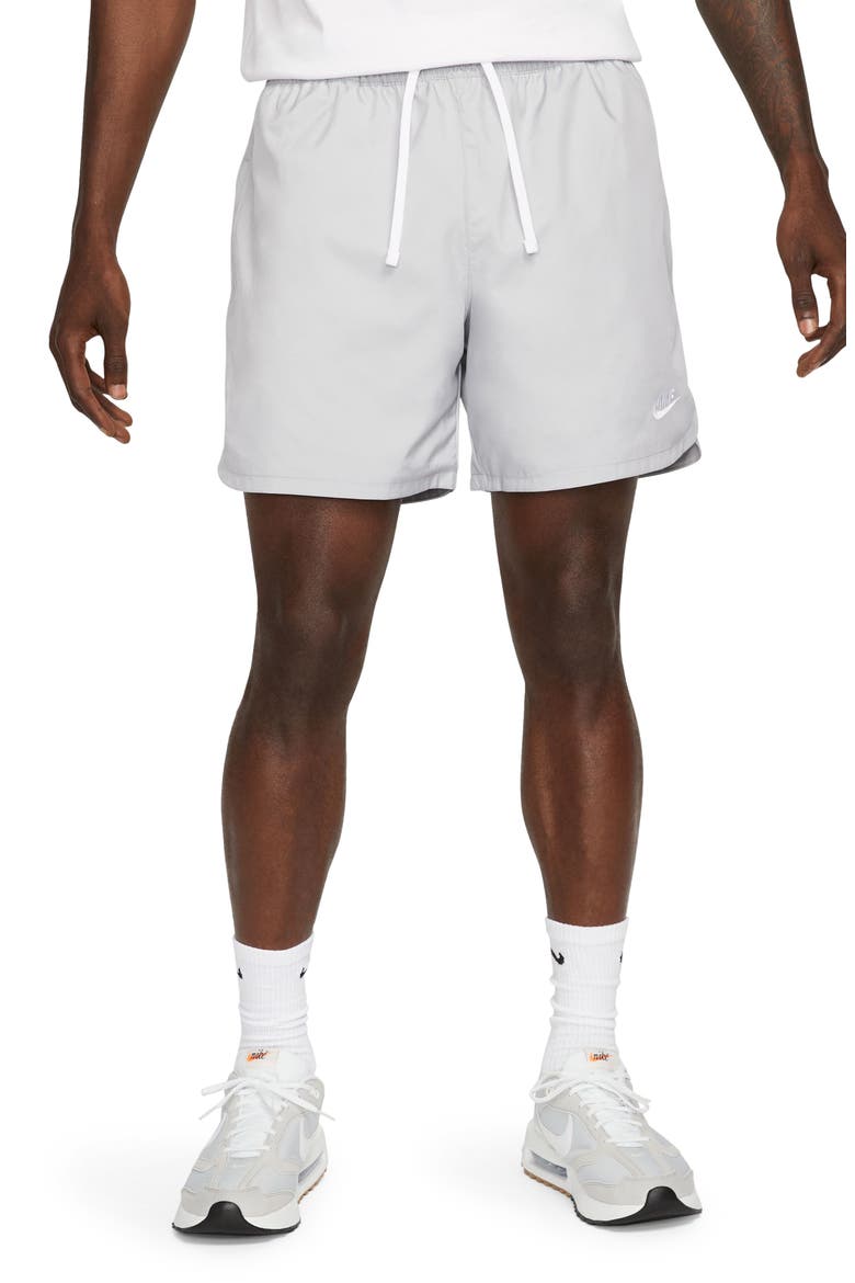 Men's Woven Lined Flow Shorts, Main, color, LT SMOKE GREY/ WHITE