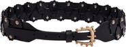 SANDRO Interlaced leather belt with studs