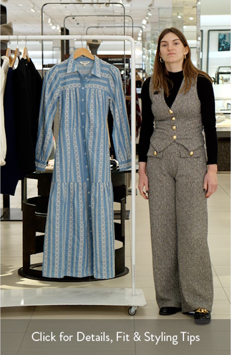 Ellie Long Sleeve Broderie Denim Shirtdress, sales video thumbnail