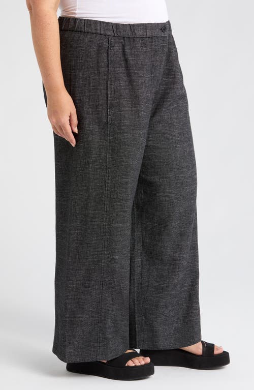 Eileen Fisher Cropped Wide-leg Hemp-organic Cotton Pants In Black