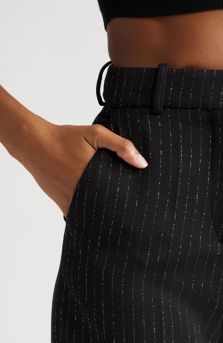 Balmain Metallic Stripe Straight Leg Pants, Alternate, color, 